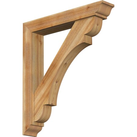 Ekena Millwork Olympic Traditional Rough Sawn Bracket w/ Offset Brace, Western Red Cedar, 6"W x 34"D x 38"H BKT0604X34X38OLY01RWR